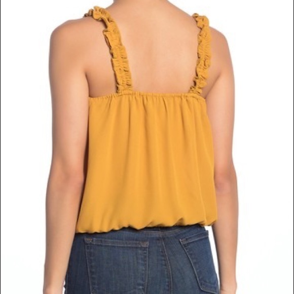 19 Cooper Mustard Yellow Ruffle Strap Tank Top - Picture 2 of 3